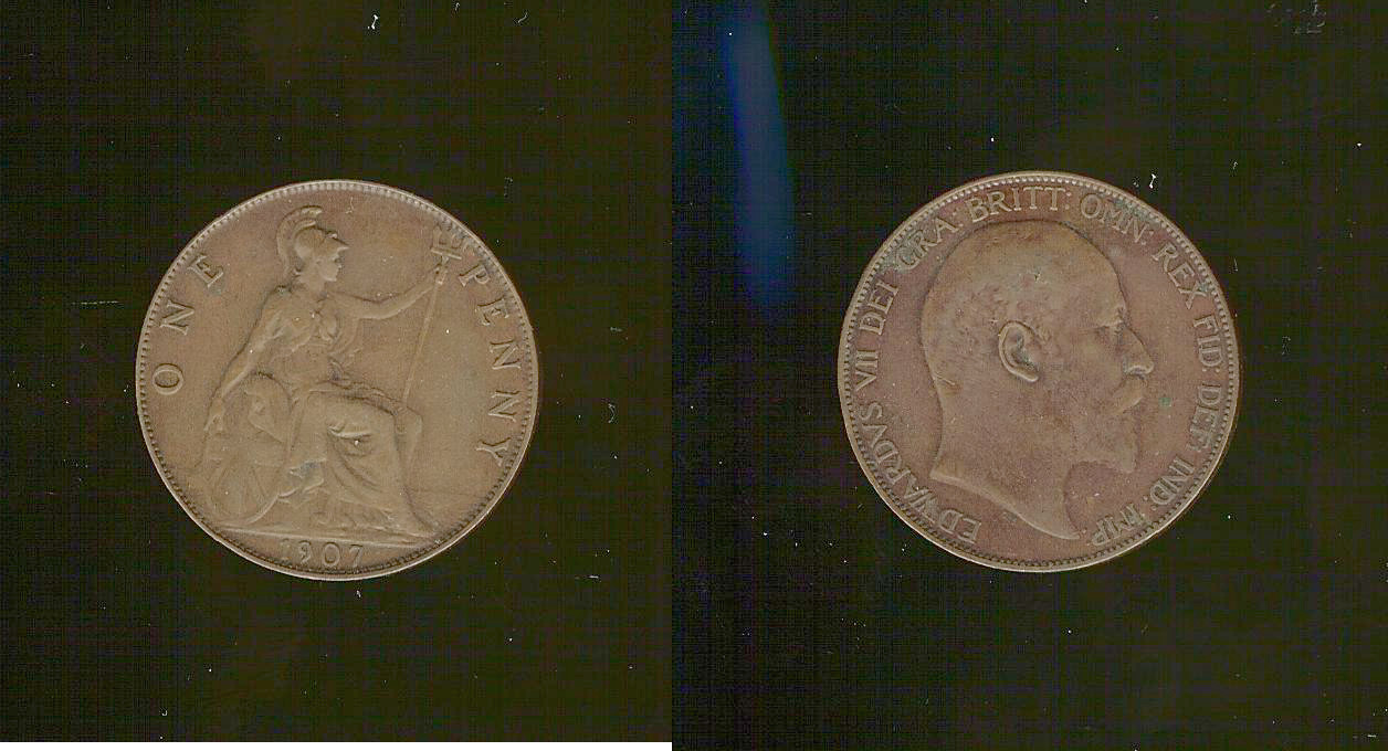 English penny 1907 gVF